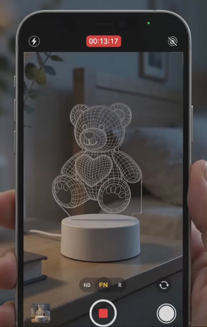 3D Teddy Bear Night Lamp – Cute LED Table Light for Bedroom & Home Decor
